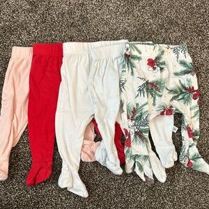 💟 BOGO! Honest Baby Footed Pants 5 Pairs NB Size